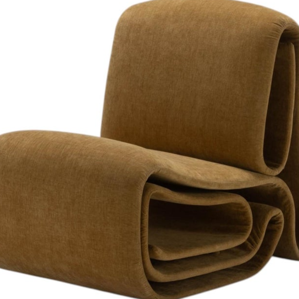 Ghezzi Chair - Curved metal framed chair in upholstered velvet