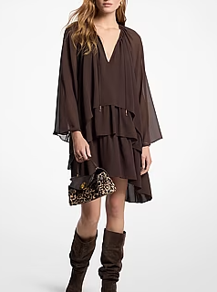 Ruffled Georgette High-Low Dress