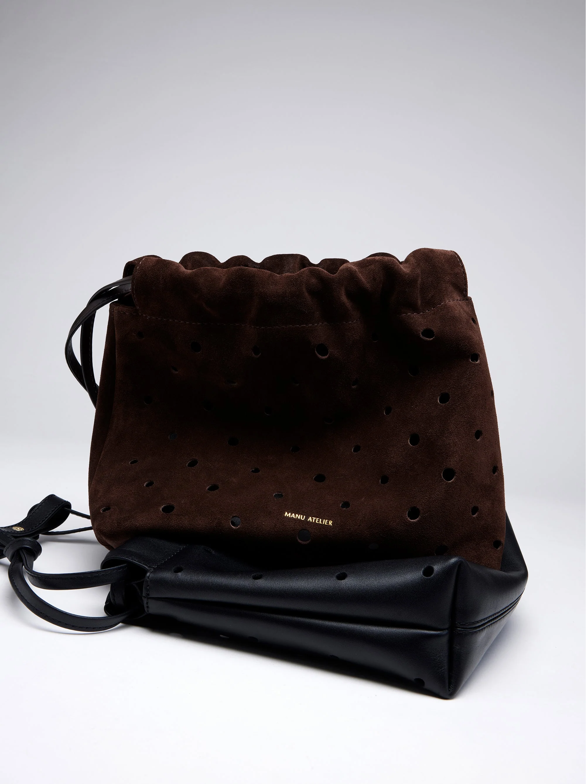 Romy Pouch Perforated Deep Brown Suede