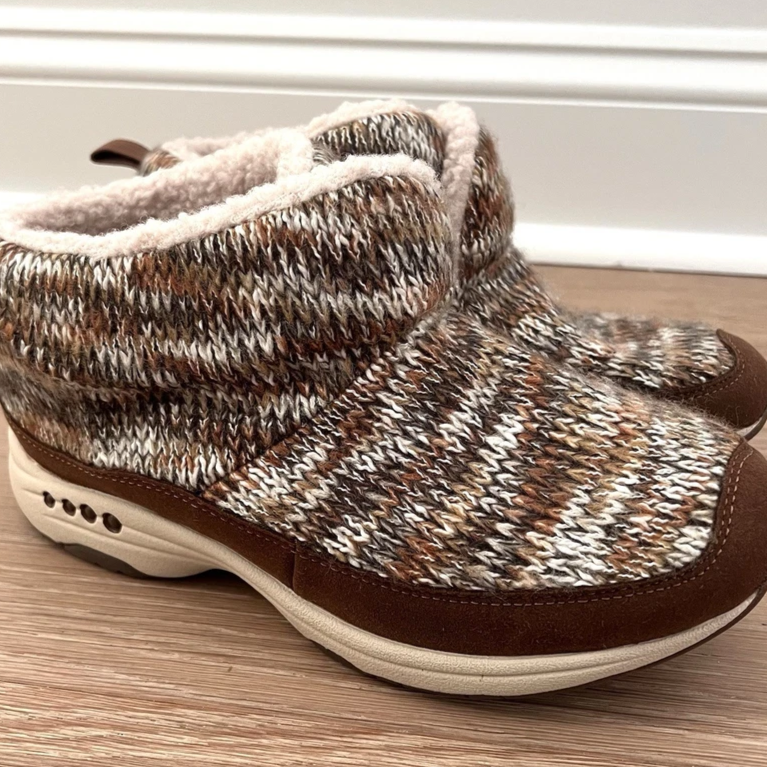 Easy Spirit Women Trippin2 Faux Fur Cozy Slip On Ankle Boots Shoes Size 8 W NEW