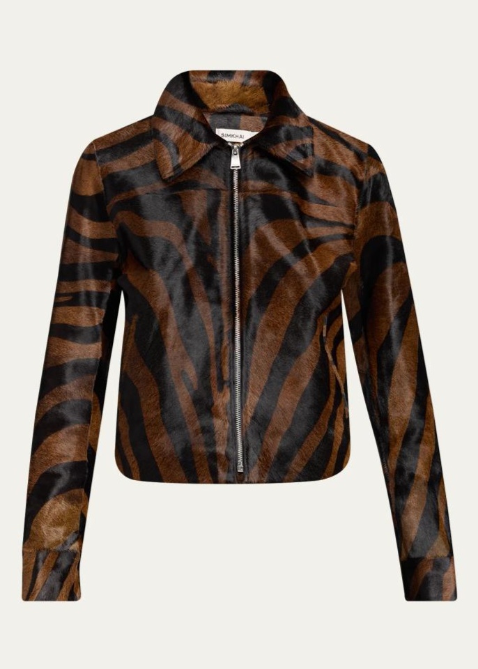 BERGDORF GOODMAN SIMKHAI DARIA ZEBRA CALF HAIR JACKET