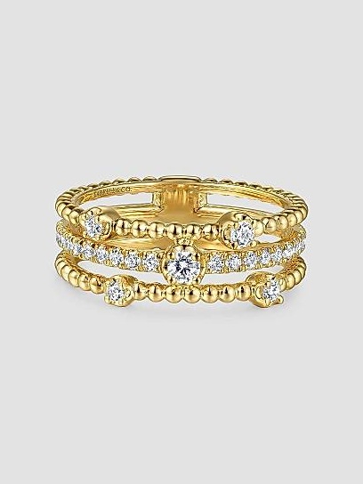 Bujukan 14K Yellow Gold & 0.35 TCW Diamond Stacking Ring