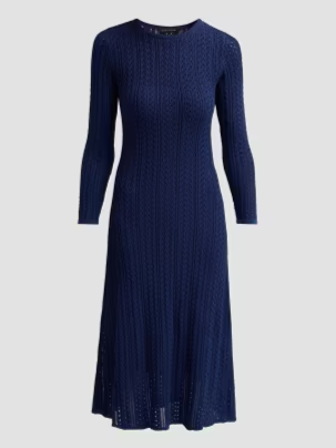 Julietta Pointelle-Knit A-Line Midi Dress