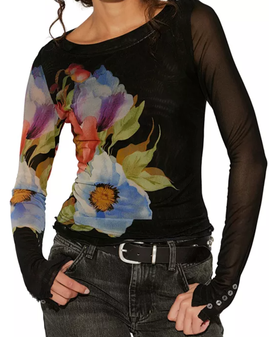 Lilly Printed Long Sleeve Bodycon Top