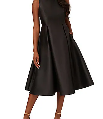 Adrianna Papell Sleeveless Midi Taffeta Dress