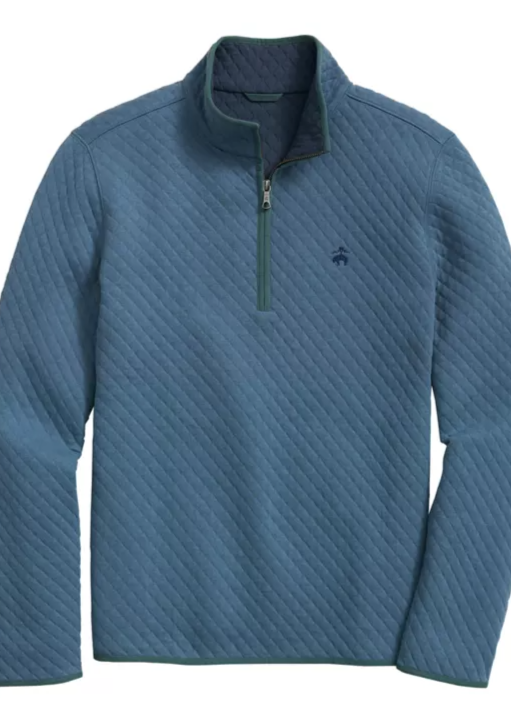 Diamond-Quilted Half-Zip in Cotton Blend