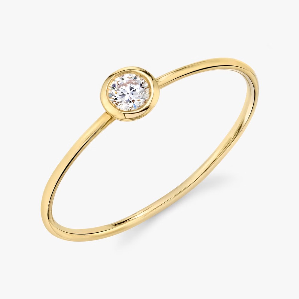 Knife-Edge Bezel Ring, Round Brilliant, Yellow Gold