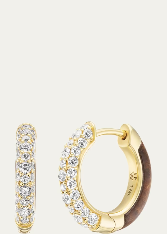 Baby Duet Hoop Earrings with Diamonds and Tiger's Eye