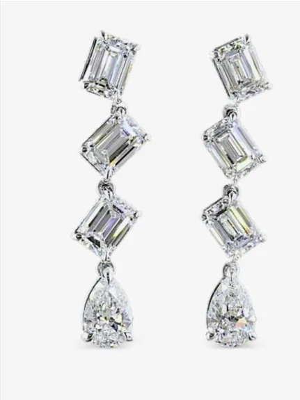 14K white gold drop diamond earrings