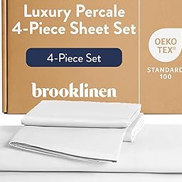 Percale 4-Pc Sheet Set for Hot Sleepers, Luxury - Queen, White
