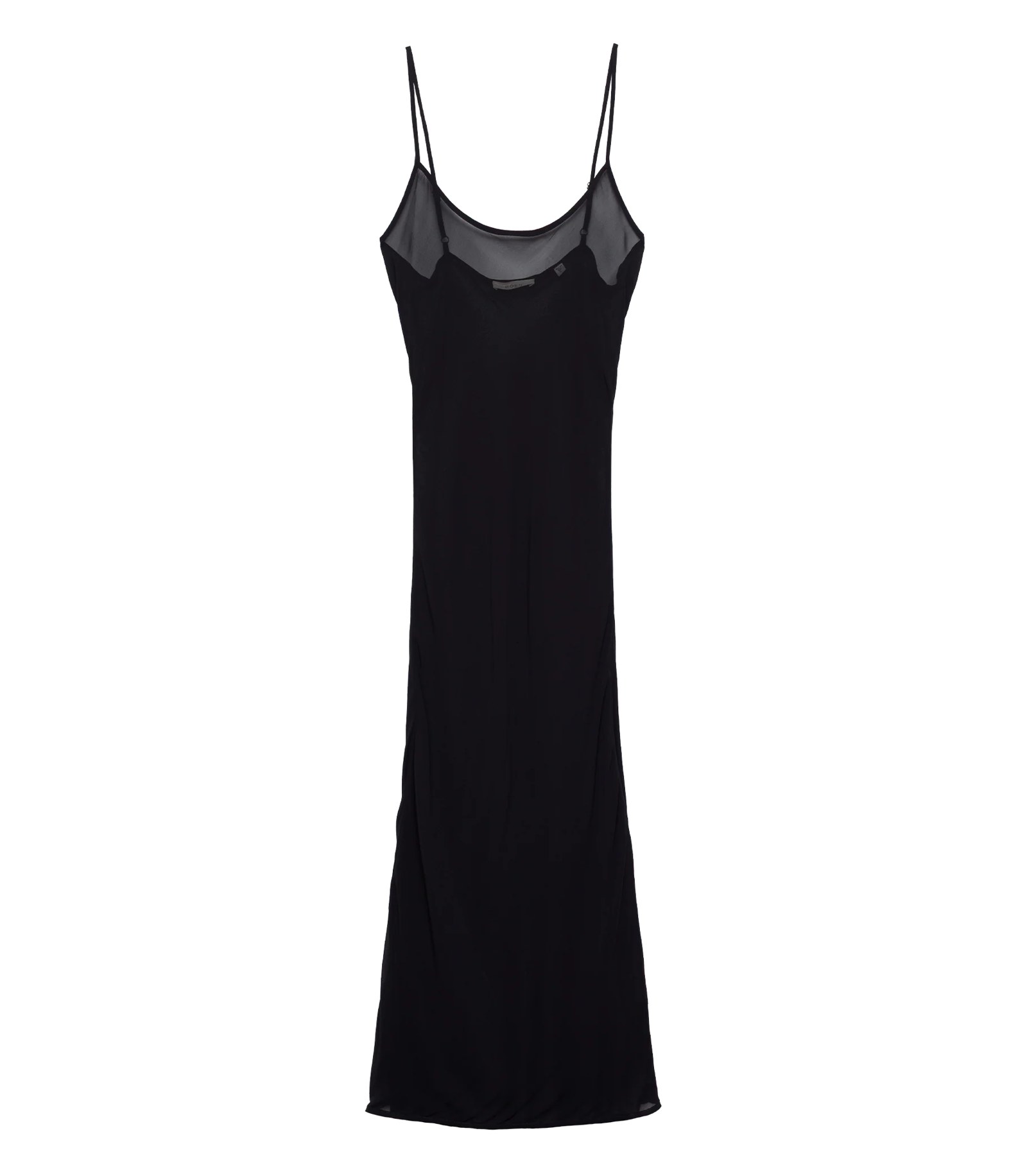 Long Scoop Neck Slip - black
