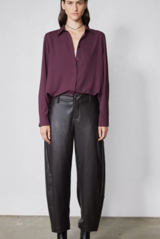 The Uptown Loose Barrel Vegan Leather Pants