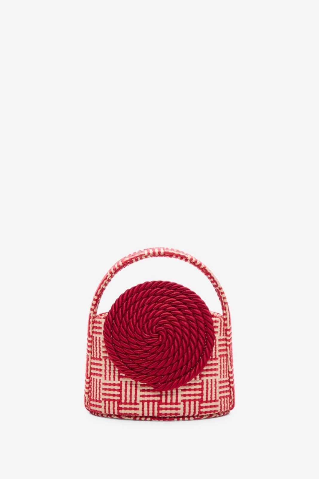 Natural & red straw mini bag with passementerie details