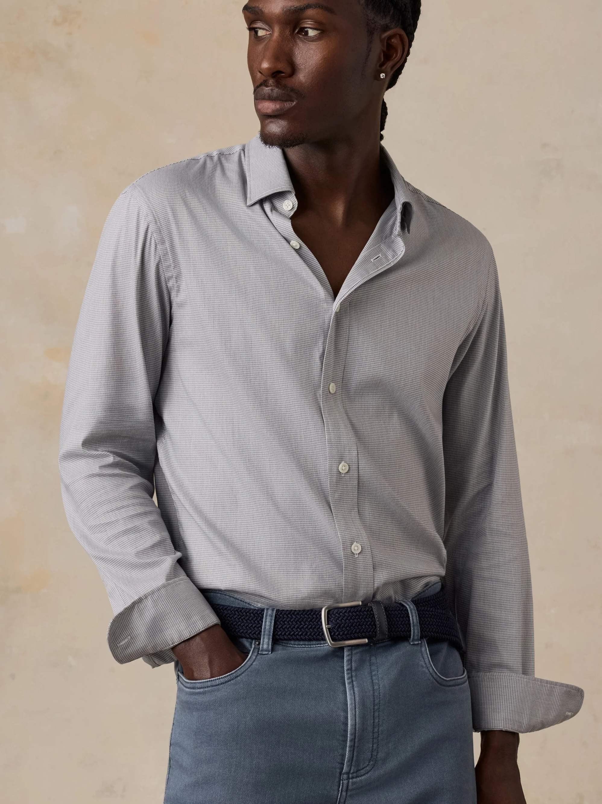 The Movement Shirt - Grey Pincheck