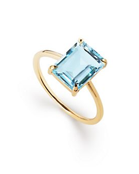 Solid Yellow Gold Blue Topaz Spritz Ring