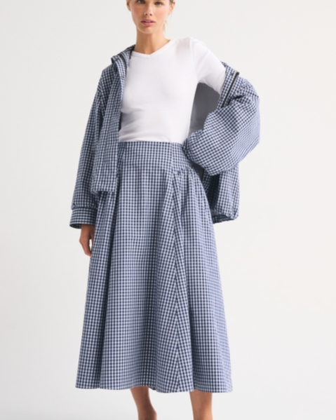 100% Cotton A&F Dylan Poplin Ultra High Rise Midi Skirt