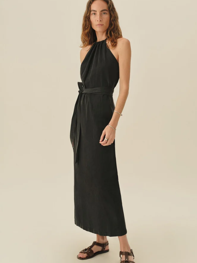 Sunset Silk Linen Wrap Dress
