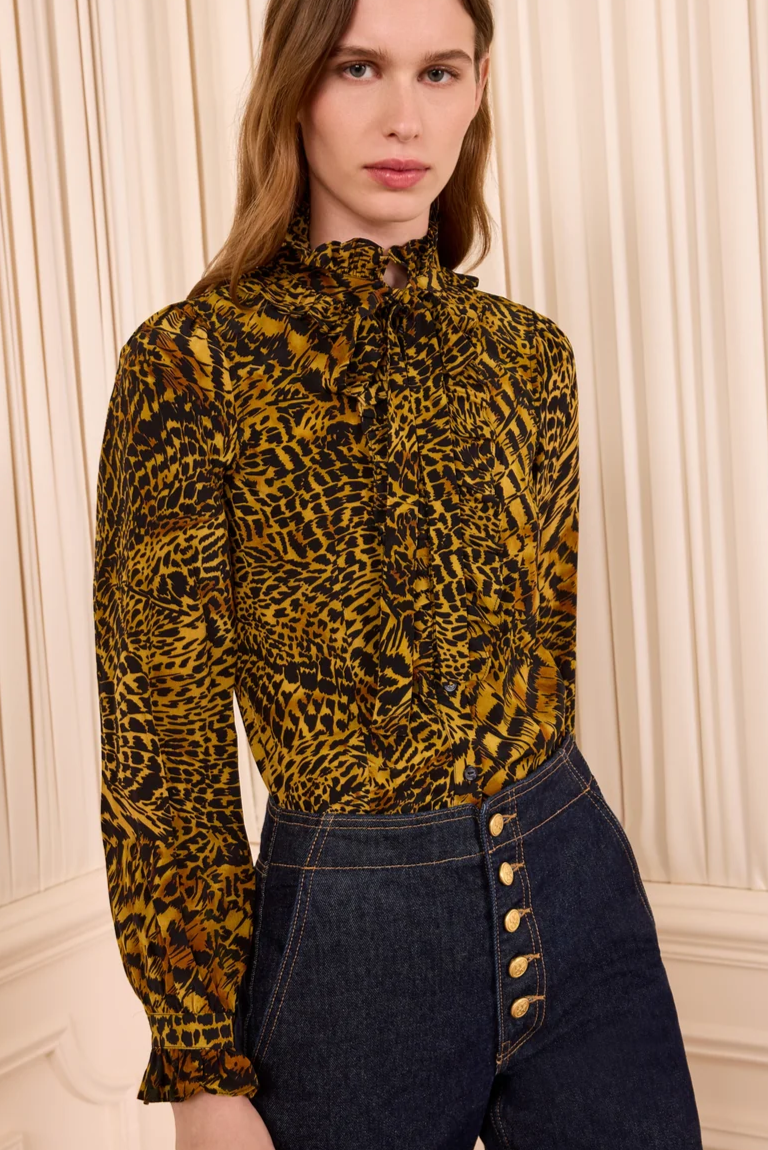 Catroux Long Sleeve Silk Blouse Wren