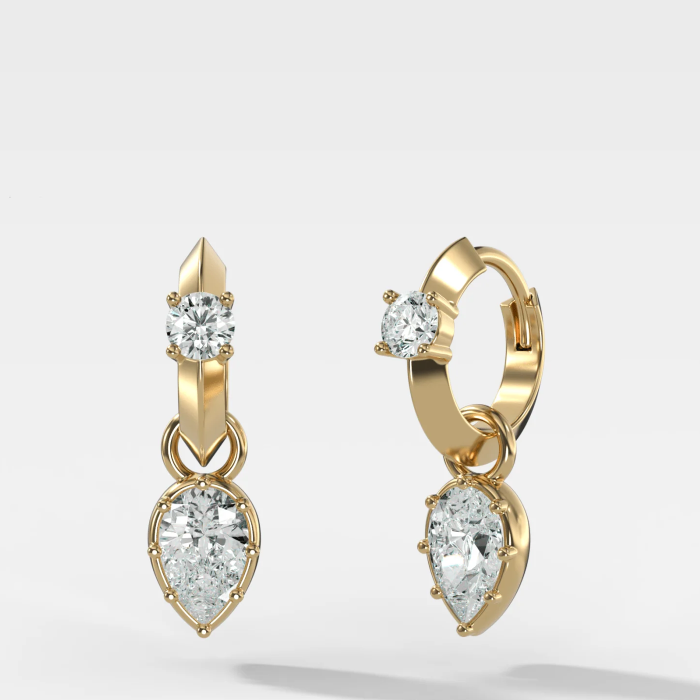 Knife Edge Huggies with Pear Cut Diamonds