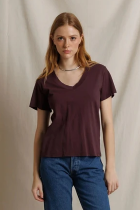 Hendrix Cotton Boxy V Neck Tee