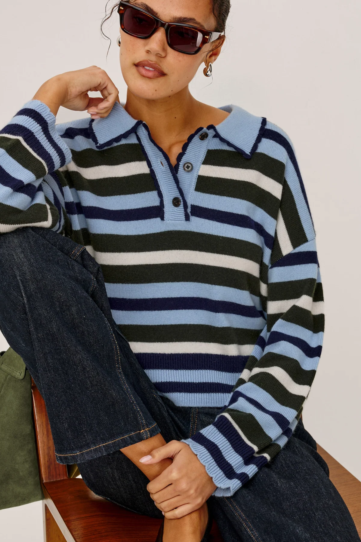 Delora Sweater - Sky Forest Stripe