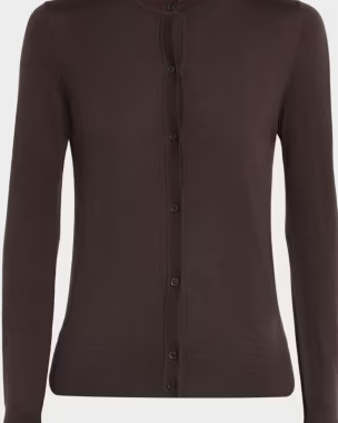 Neiman Marcus Cashmere Collection Superfine Cashmere Crewneck Cardigan