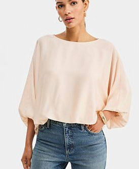 Women's Elbow-Sleeve Bubble Boat Neck Blouse