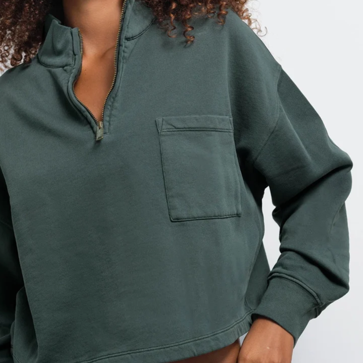 Organic Fleece Cropped Half-Zip Sweatshirt