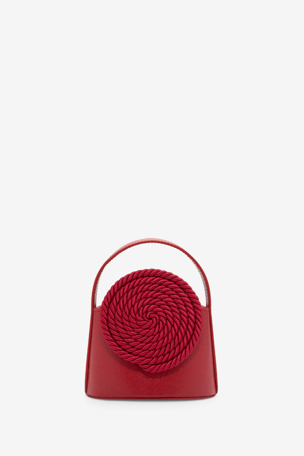 Red mini leather bag with passementerie details