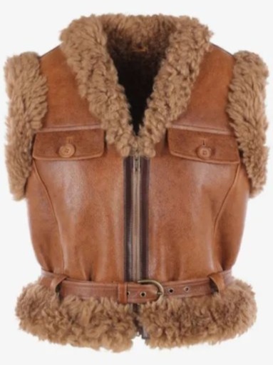 Shearling-trim belted jacket