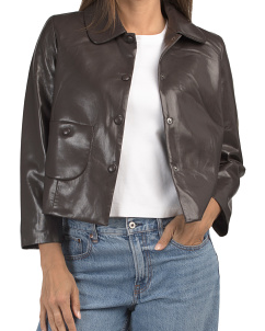 Faux Leather A-line Jacket