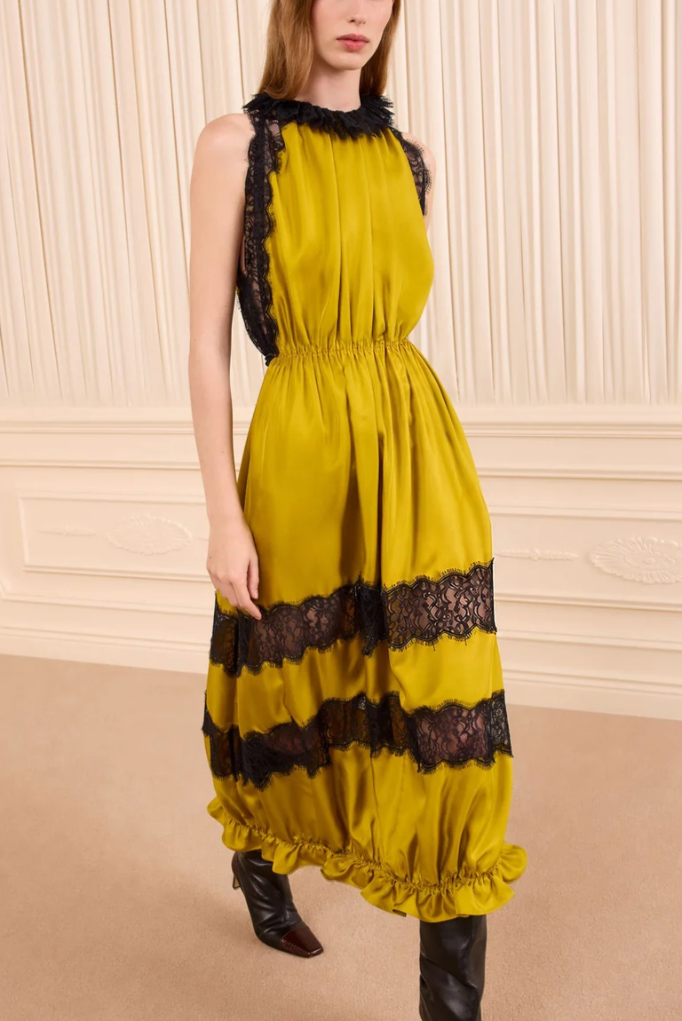 Alix Sleeveless Silk Dress Citrine