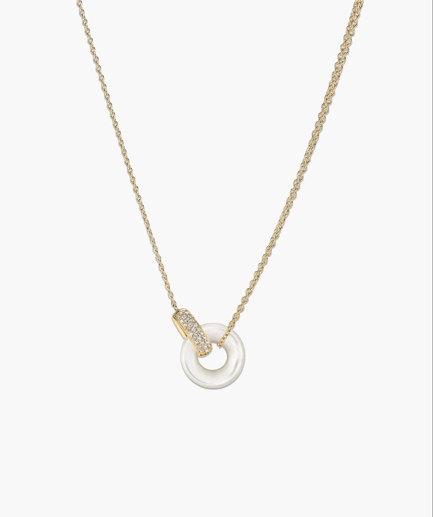 Linked Pavé Diamond Pearl Necklace