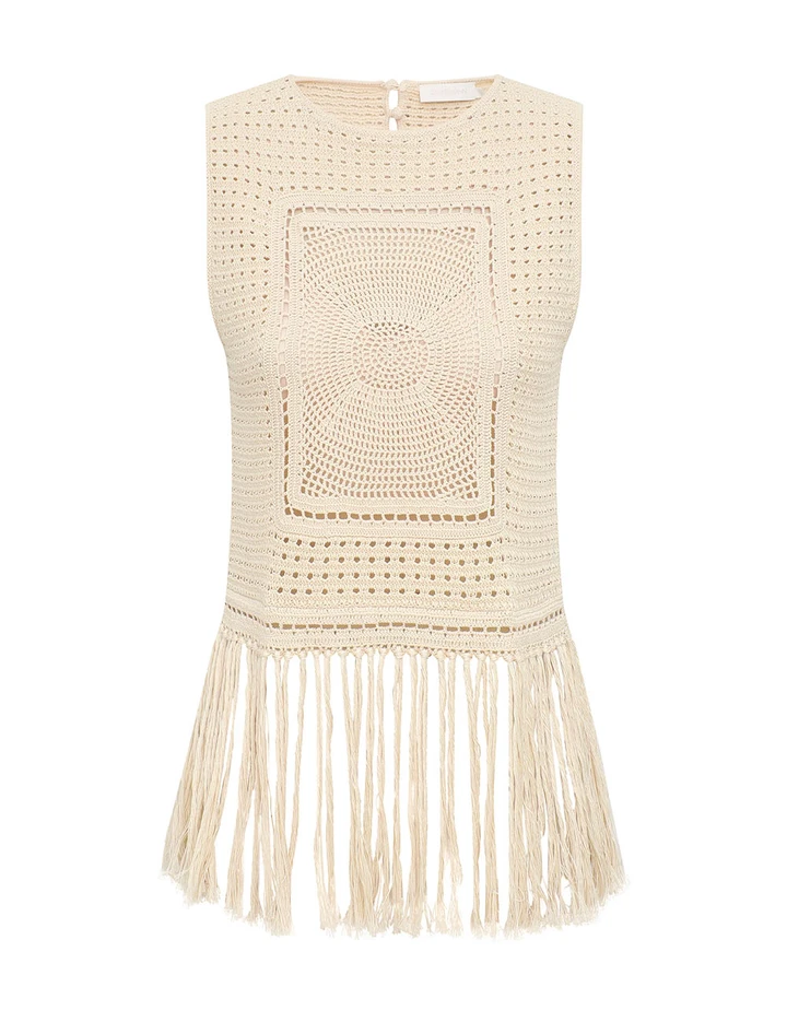 Indra Crochet Fringe Tank