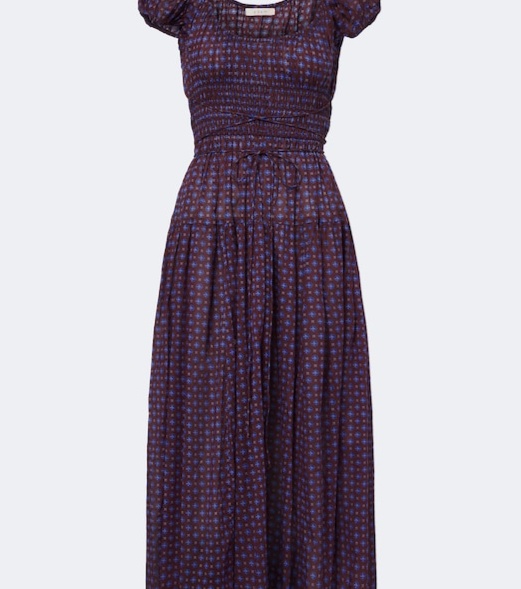 Quinelle printed cotton voile midi dress