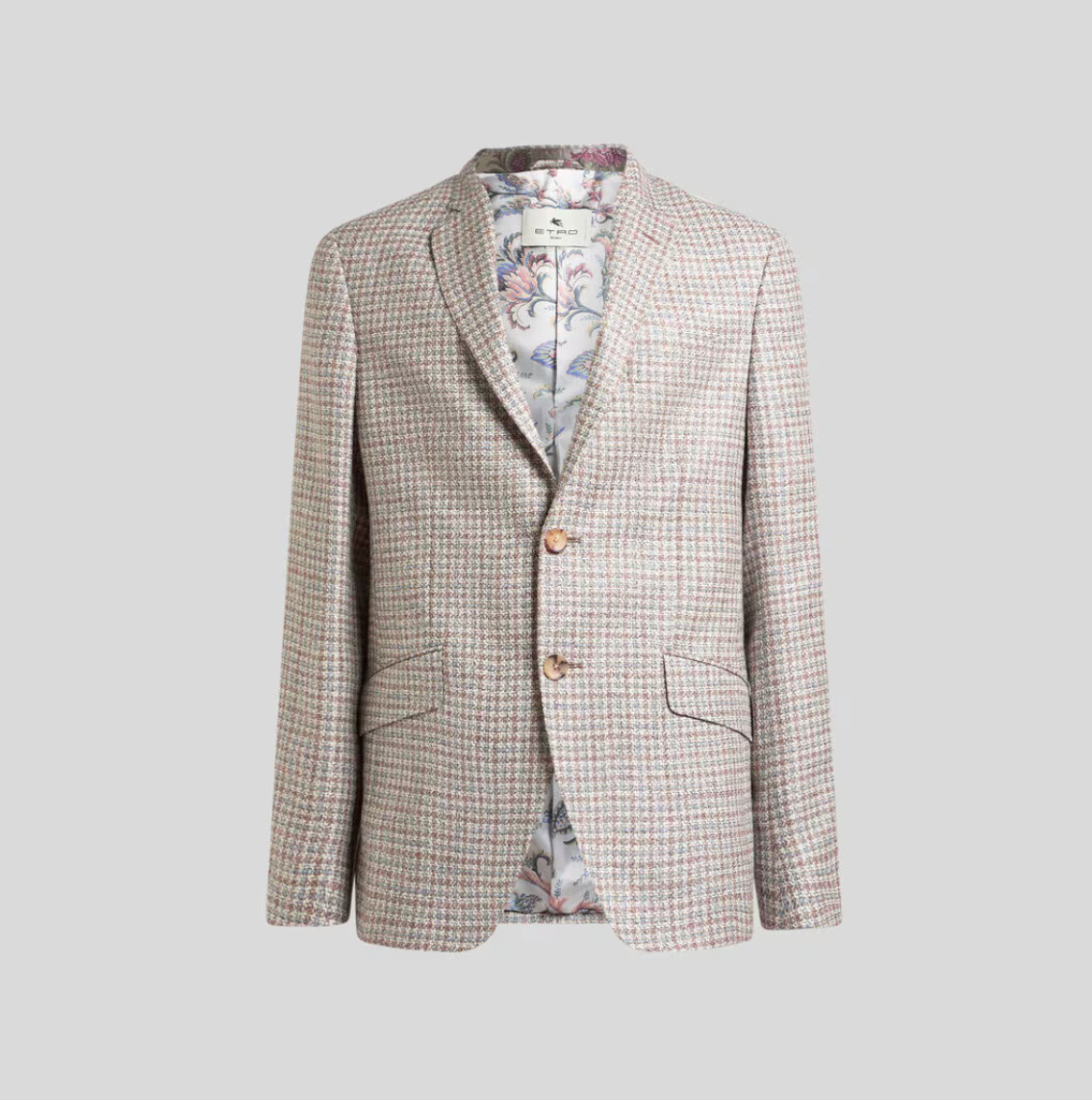 SINGLE-BREASTED JACKET IN WOOL-BLEND BASKETWEAVE