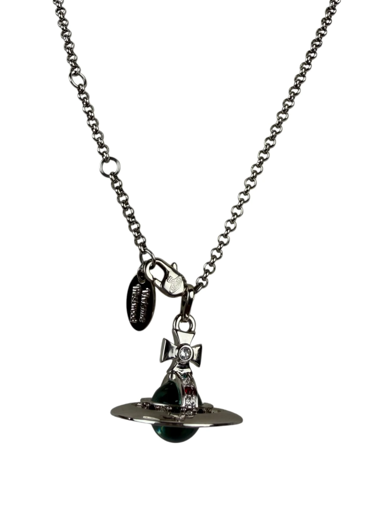 Vivienne Westwood Blue Sovereign Orb Pendant Silver-Toned Necklace