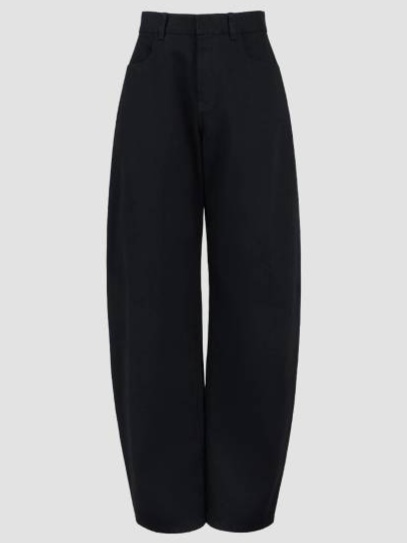 Mid-Rise Denim Round Pants