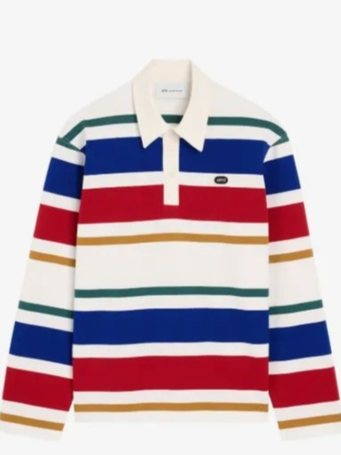 Striped cotton polo with Ami patch