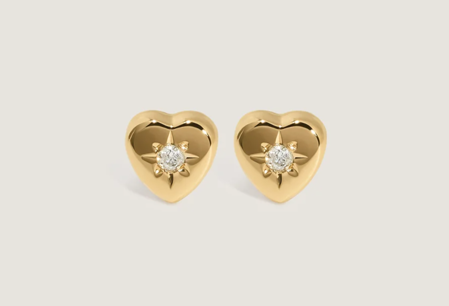 Bébé Heart Stud Earrings Diamond