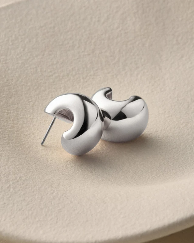 Small Gemma Hoop Earrings - Silver