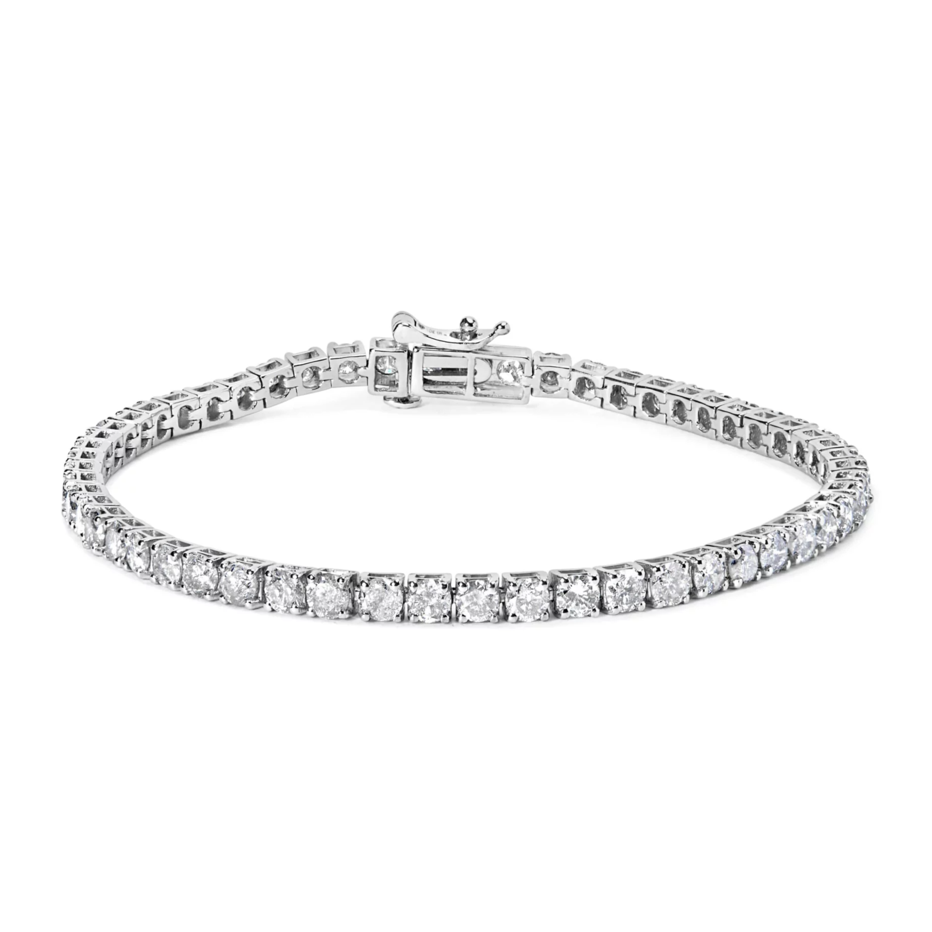10K White Gold 6.00 Cttw Classic Natural Diamond Tennis Bracelet