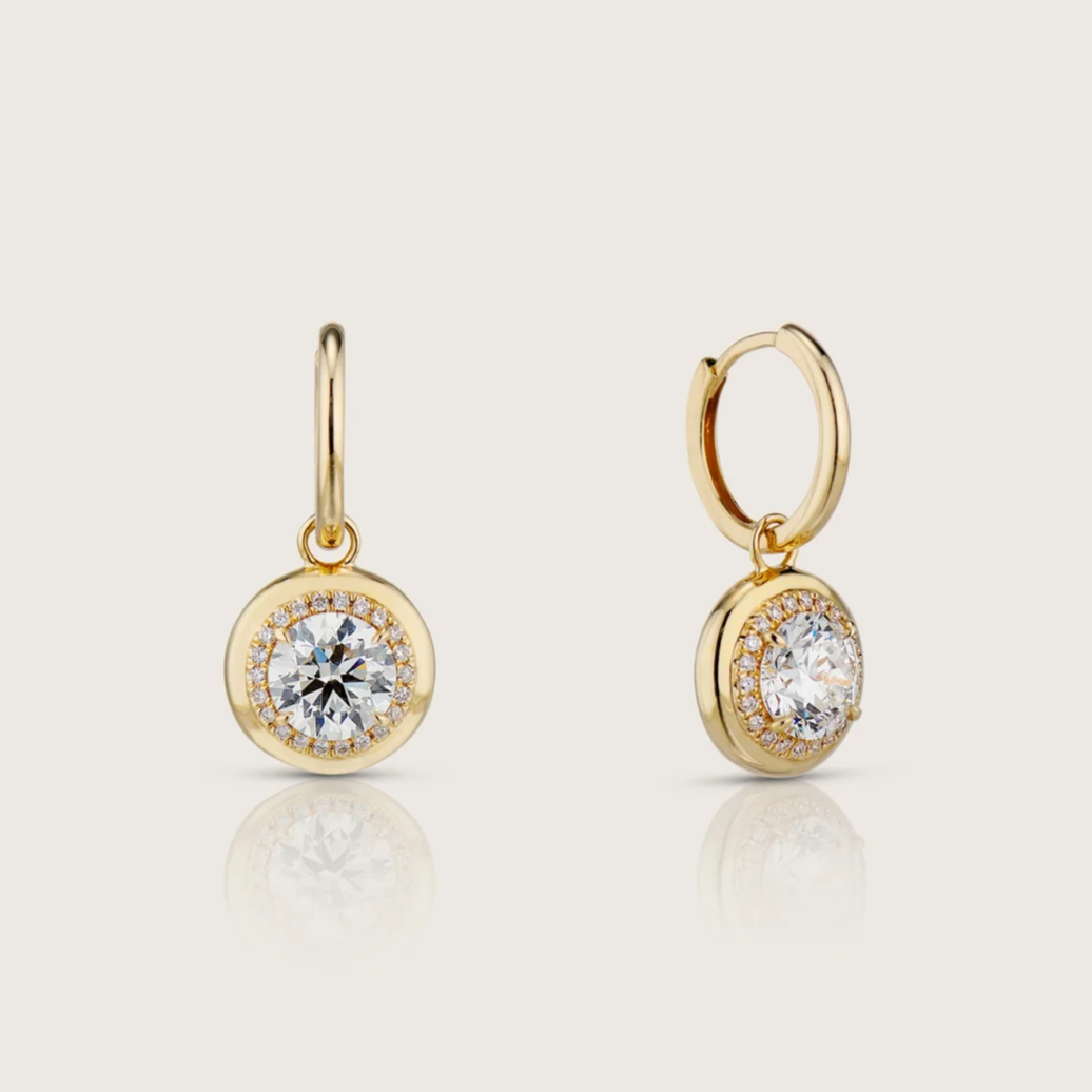 Round Hoop Dangle Diamond Earring