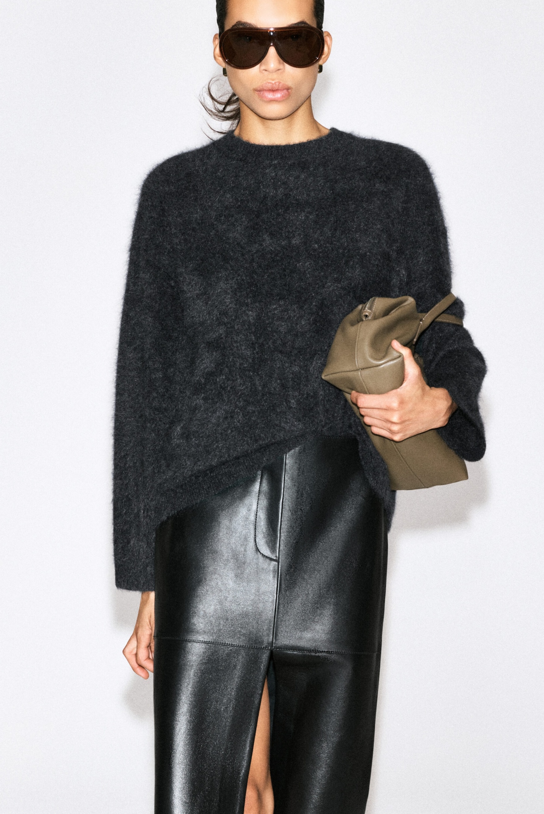 Brushed-Cashmere Crew-Neck Sweater