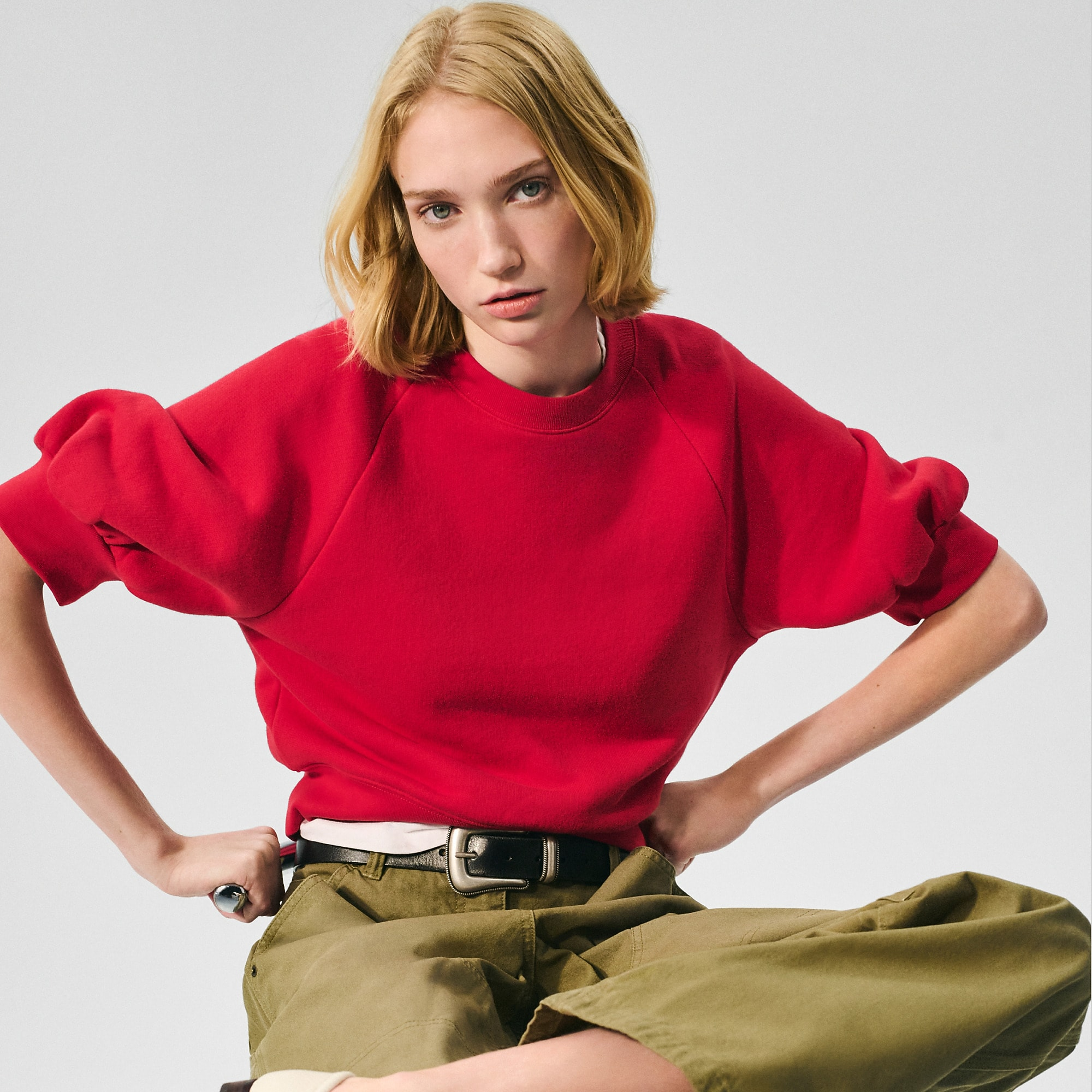 Heritage terry puff-sleeve sweatshirt