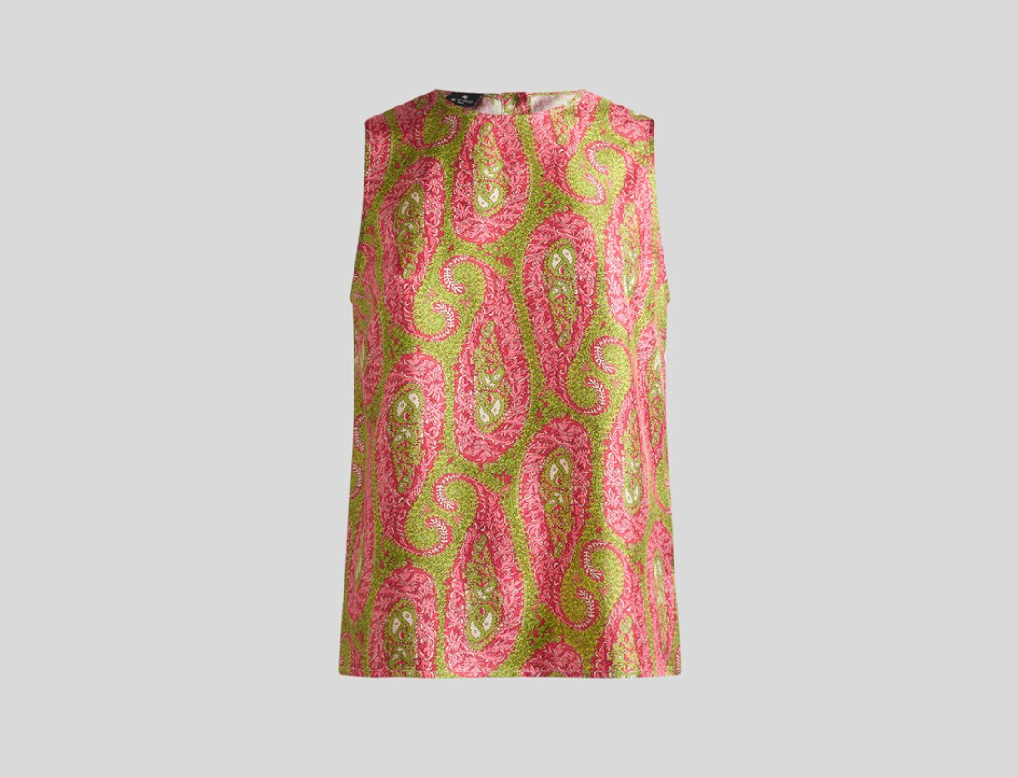 Etro TWILL TOP WITH PAISLEY FOLIAGE MOTIF