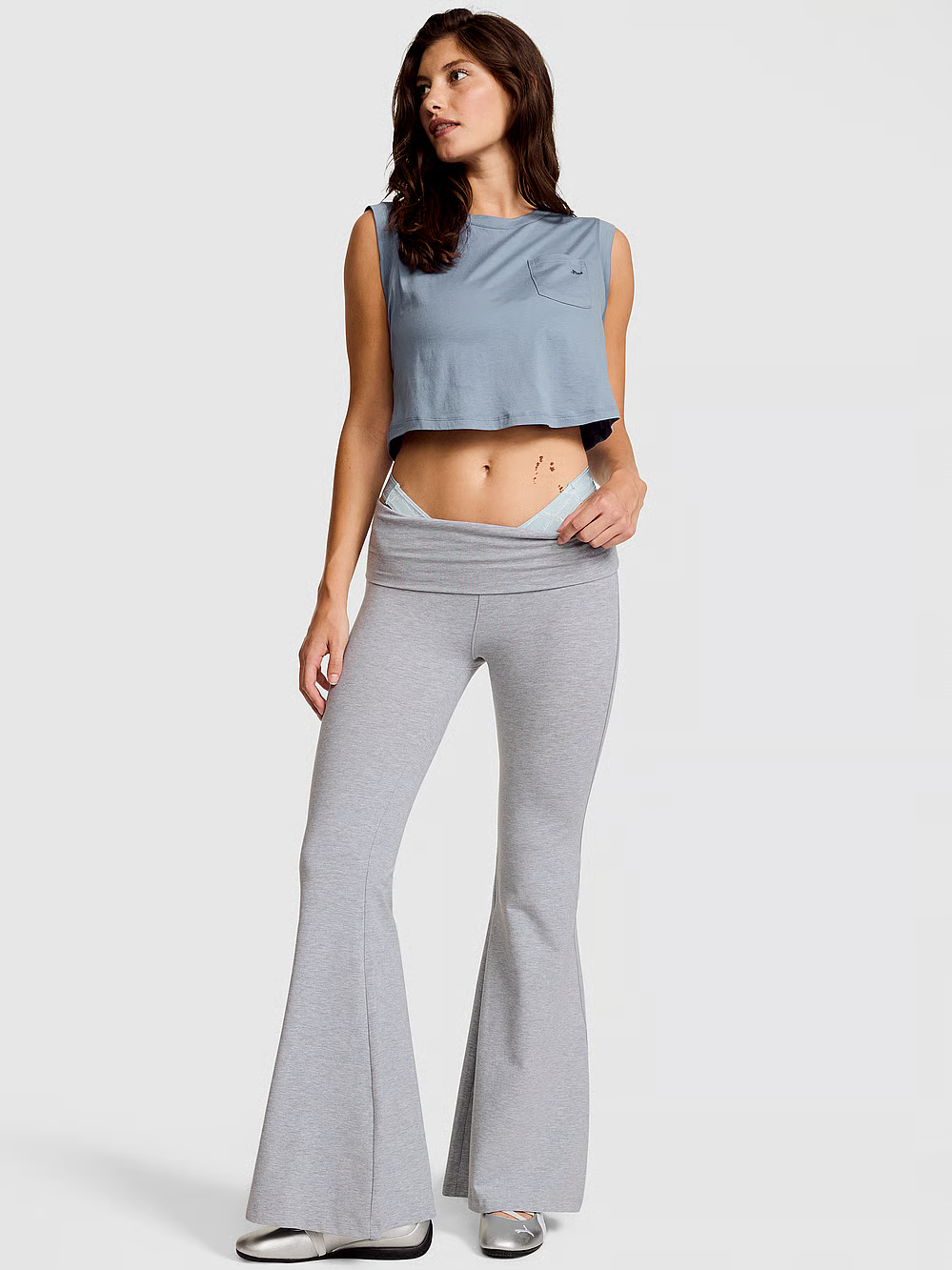All-Day Cotton™ Foldover Super Flare Leggings