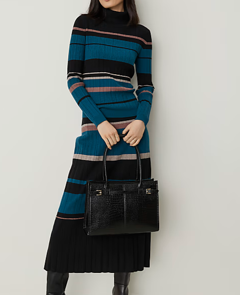 Colorblock Ribbed Sweater Skirt