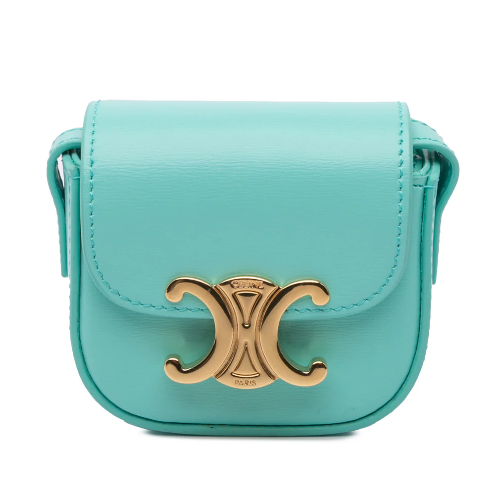 Celine Leather Triomphe AirPods Case with Strap