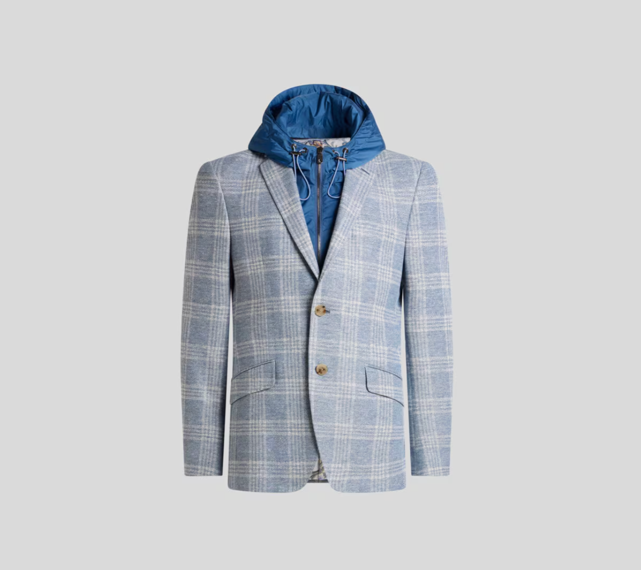 CHECK JERSEY JACKET WITH REMOVABLE BIB AND HOOD